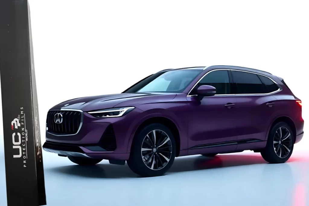 Matte Paint Protection Film box with violet car